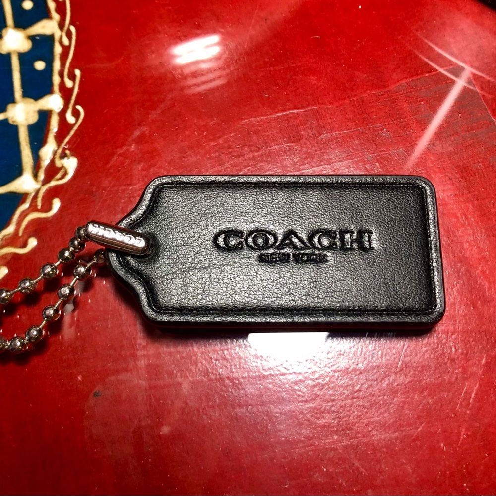Leather Coach Tag/key holder. Black
